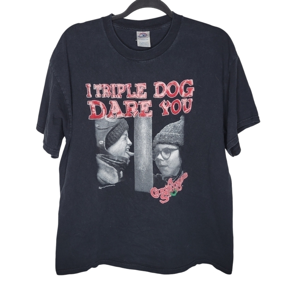 Vintage Y2K A Christmas Story I Triple Dog Dare You Movie Graphic T-Shirt